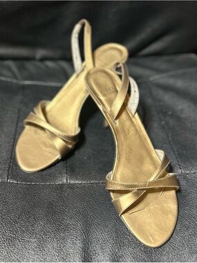 Stuart Weitzman Metallic Gold Slingback Heels